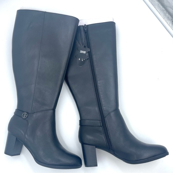 Giani Bernini Adonnys Leather Zipper Memory-Foam Wide-Calf  Black Riding Boots - Picture 15 of 15